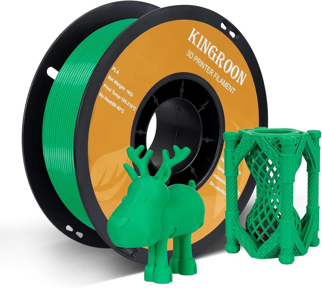 Kingroon PLA 3D Printer Filament, Dimensional Accuracy +/- 0.02 mm, 1 kg Spool(2.2lbs), 1.75 mmGreen