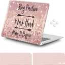 iCasso Compatible with MacBook Air 13 Inch Case 2022,2021-2018 Release A2337 M1/ A1932/A2179 with Retina Display Touch ID, Glitter Hard Shell Case with Keyboard Cover for MacBook Air 13.3 -Pink
