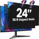 2 Pack Magnetic 24 Inch Computer Privacy Screen for Monitor 16:9 Aspect Ratio, Anti-Glare Blue Light Computer Monitor Privacy Shield, Removable Anti-Spy Screen Protector