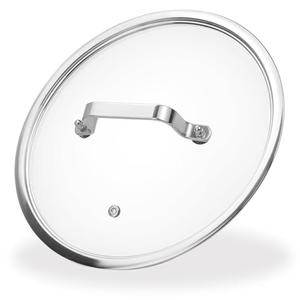 10 Inch Glass Lid for Pan, Universal Pot Cover Replacement - Dishwasher Safe, Oven Safe, Glass Cover with Stainless Steel Edge & Wide Strap Handle for Kitchen
