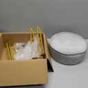 Velvet Vanity Stool Chair, Modern Ottoman Foot Rest Stool with Adjustable Golden Legs, Makeup Chair for Vanity, Multifunctional Makeup Stool for Vanity, Small Vanity Chair for Bedroom, Grey