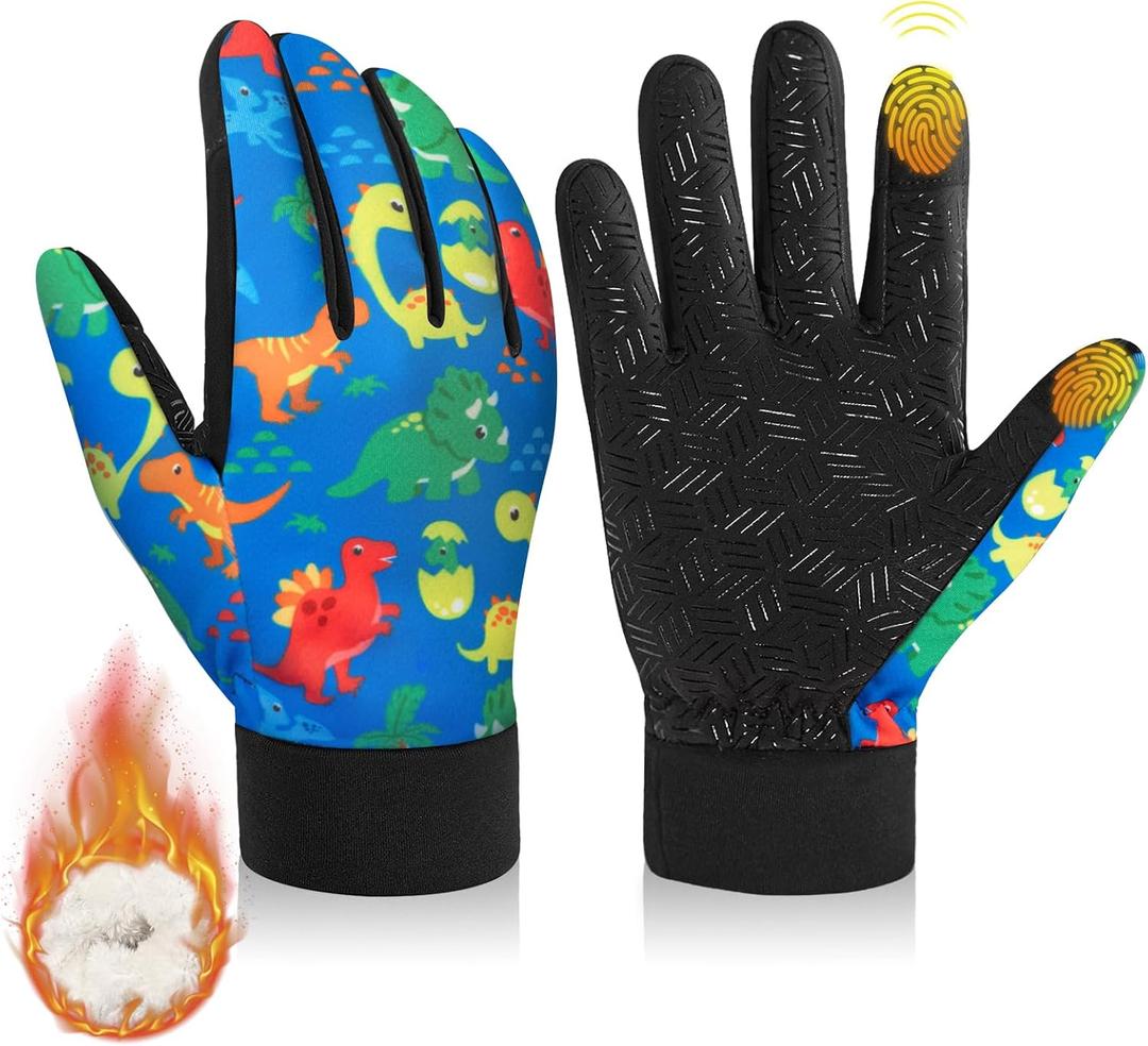 RIGWARL Kids Winter Gloves Boys Girls, Water-Repellent Warm Thermal Youth Gloves, Touchscreen Anti-Slip for Teens 3-15 Years (Large, Blue)