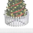 Christmas Tree Fence Protector for Kids, Dogs, Pets - 36 Pack Indoor Plastic White Picket Fence Decoration