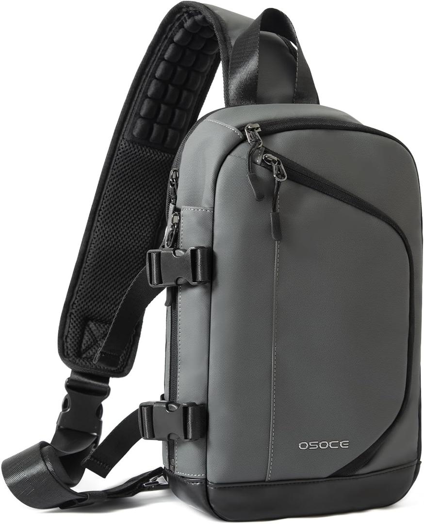Sling Bag, Waterproof Crossbody Bag Men RFID Sling Backpack with Anti-Theft Pocket EDC Bags for Men with Comfortable Strap Crossbody Shoulder Bags with Water Bottle Holder Casual Travel