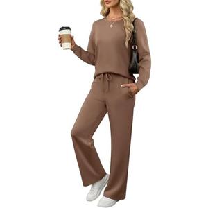 ANRABESS Women's 2 Piece Lounge Sets Casual Travel Outfits Wide Leg Tracksuit Sweatsuits Matching Set 2026 Fall Clothes M