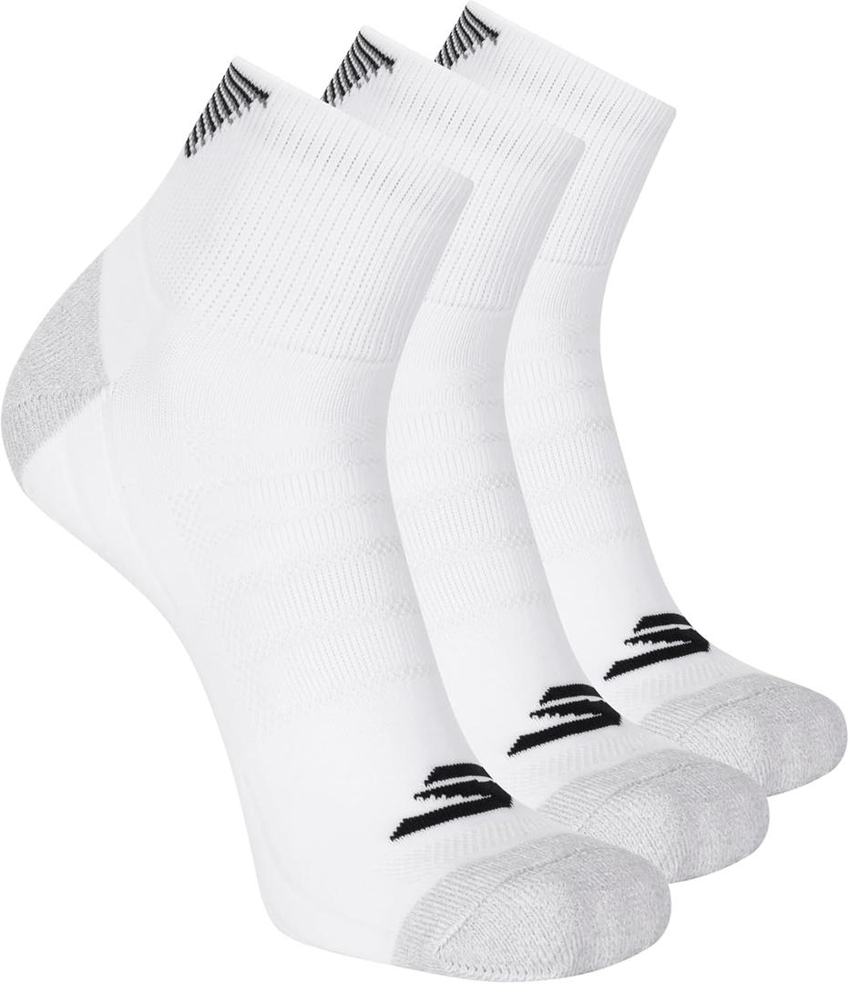 Skechers Men's 3-pack Performance Golf Quarter Crew Socks, Odor Control & Mesh Ventilation (White) Size: 10-13
