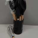 Silicone Cooking Utensils Set - 446F Heat Resistant Silicone Kitchen Utensils for Cooking,Kitchen Utensil Spatula Set w Wooden Handles and Holder, BPA FREE Gadgets for Non-Stick Cookware (Black) 