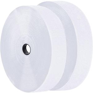 2 Inch x 30 Feet White Self Adhesive Hook and Loop Tape Sticky Back Fastening Roll, Nylon Self-Adhesive Heavy Duty Strips Fastener for Home Office School Car and Crafting Organization - White