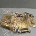 SUT 300 Pcs Gold Plastic Cutlery, Gold Utensils Disposable, Gold Plastic Silverware Set Include 100 Gold Plastic Forks, 100 Gold Plastic Spoons, 100 Gold Plastic Knives Heavy Duty Flatware for Party