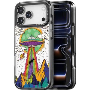for iPhone 17 Pro case Cute - Durable Shockproof 6.6 ft Drop Impact Phone Case - Funny UFO Design (6.3") Black
