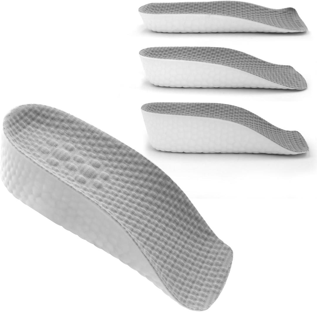 Height Increase Insoles for Men and Women, Foot Arch Contour Shoes Lifts for Men Orthopedic Heel Lift Cushion Gel Leg Discrepancy Balancer (Grey,3 Pairs - 1.5cm 2.5cm 3.5cm) (Grey)