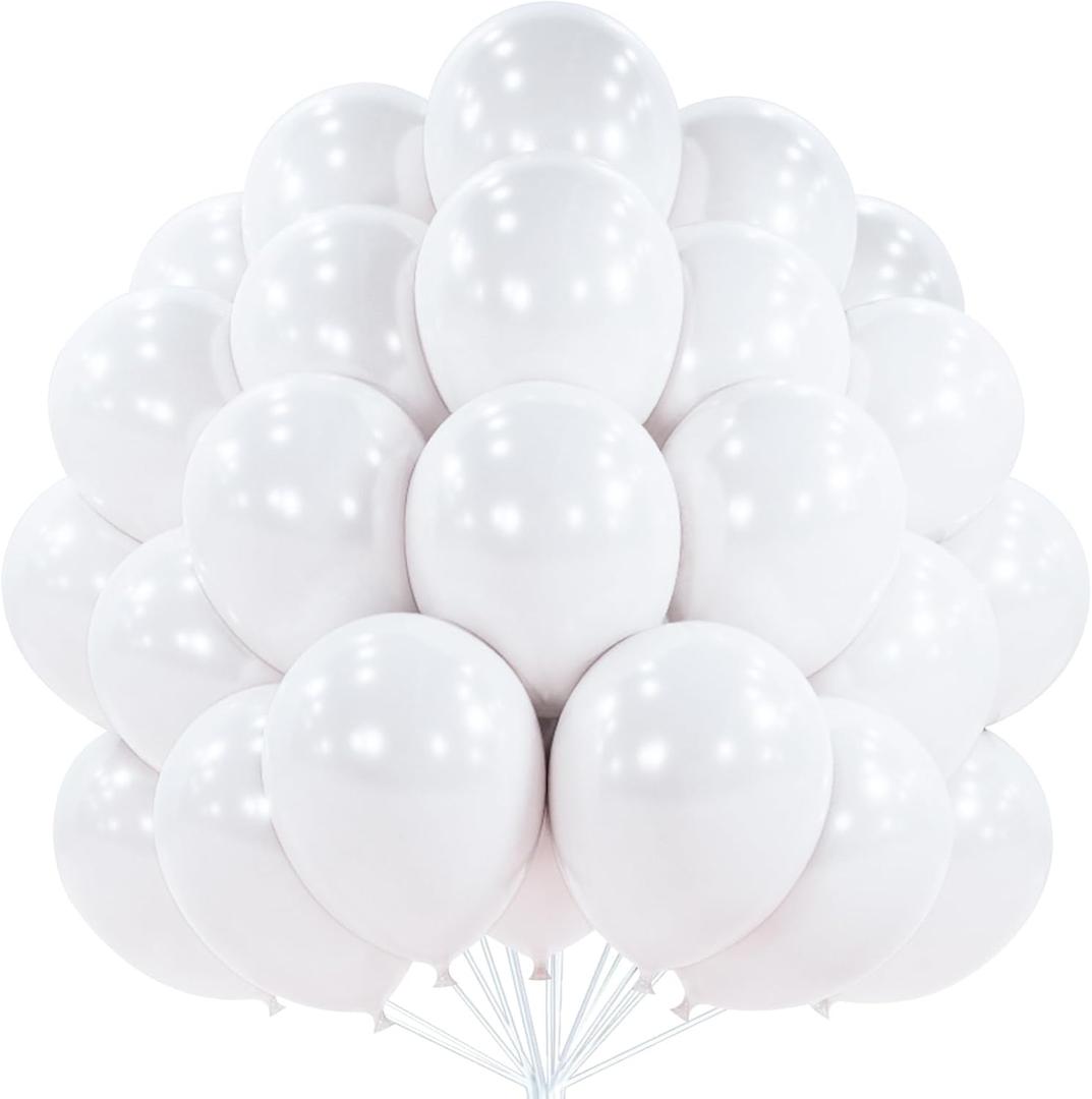 PartyWoo Pearl White Balloons 50pcs 12 Inch Metallic White Latex Balloon for Anniversary Retirement Wedding Graduation Baby Shower Birthday Gender Reveal Engagement Tea Party Decorations White-Z30