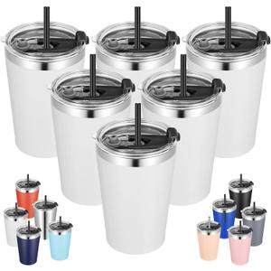 VEGOND 12oz Tumbler Stainless Steel Tumbler bulk Vacuum Insulated Double Wall Travel Tumbler with Lid and Straw Reusable Tumbler, White 6 Pack