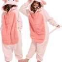 Unpifolov Kids Pig Cosplay Costumes Unisex Animal Children Teenager Jumpsuit (XS fit height 4'3"-4'9", Pink)