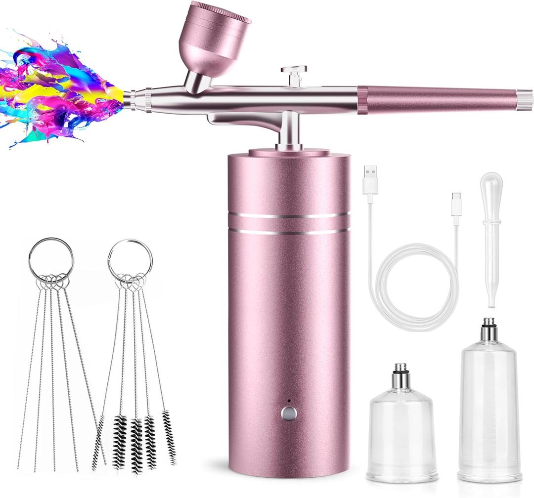 lussmioe 30PSI Airbrush for Nails Cordless Portable Airbrush Kit with Compressor High-Pressure Rechargeable Air Brush Spray Machine with 0.3mm Nozzle for Painting Makeup Model Barber Cookie Cake