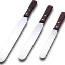 Straight Icing Spatula Stainless Steel Baking Set of 6", 8" & 10" Wooden Handle Cake Decorating Frosting Spatulas
