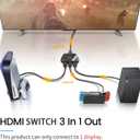 [Upgrade] HDMI Switch 3 in 1 Out, 4K@60Hz HDMI 2.0 Switch Splitter with 2.6FT Long HDMI Cable, 3-Port HDMI Switcher Selector, Supports 4K 30Hz 3D 1080P HDCP2.2 for PS5 Xbox DVD Player Fire Stick PC
