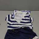 WDIRARA Women's 3 Pieces Sailor Costume Cosplay Striped Crop Top with Shorts Lingerie Set (Blue and White)
