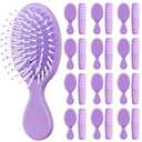 24 Pcs Mini Hair Brush Set 12 Travel Wet Dry Hair Combs Small Pocket Detangling 12 Plastic Combs for Spa Birthday Sleepover Bridal Shower Bachelorette Christmas Party Gift Box(Purple)