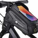 Bike Bag - Waterproof Bike Frame Bag with Sun-Visor Rain Cover, Bike Phone Holder with TPU Sensitive Touch Screen, Handlebar Bag Bicycle Accessories, Large Capacity Suitable Phone Under 7"