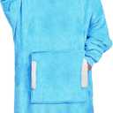 yescool Wearable Blanket Hoodie, Flannel Sherpa Fleece Blanket Sweatshirt for Adults Women Men,One Size Fits All (Turquoise)