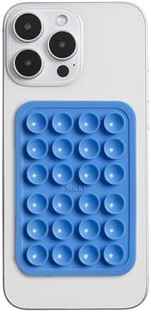 Set of 2, SUCKY Silicone Suction Phone Case Adhesive Mount - Anti-Slip Holder, Hands-Free Fidget Toy, Phone Accessory for iPhone and Android - Blue