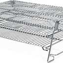 Jerky Racks for Barrel Style Pellet Grills, 21"W×17.2"L, 3 Tiered Foldable Sliding 830 in² Cooking Space Expansion Grate Accessory for Pit Boss, Traeger, Z Grill, Green Mountain and More Smoker Grills