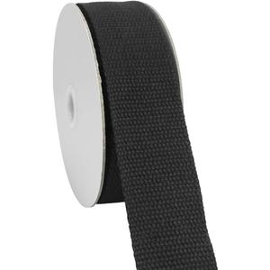 1 1/2 inch 30ft Black Heavy Cotton Webbing Strap Wide Flat Weave Webbing Strap for Cloth Tote Bag, Pet Collars, DIY Projects, Crafts, Outdoor Accessories