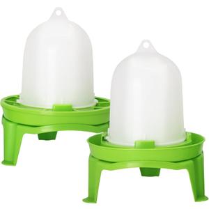 Chicken Feeder and Waterer Set,1.5L Chick Waterer and 1.5kg Chick Feeder with 3 Adjustable High-Legged Chassis, Baby Chick Starter Kit for Ducks/Quail