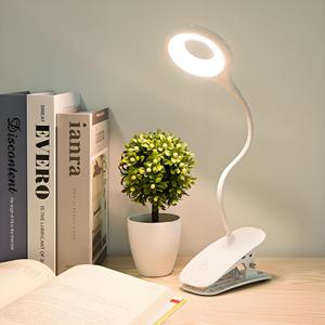 Desk Lamp Clip on Reading Light, Portable Rechargeable Desk Light Mini Clip Lamp, Dorm Room Essential Clip on Lights Wall-Mounted, Bedside Lamp with Clamp, Rechargeable Reading Lights for Dorm Makeup