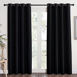 NICETOWN Black Out Curtain for Bedroom 84 inches Long - Thermal Insulated Modern Blackout Window Treatment Soundproof Drape for Bedroom/Living Room, W52 x L84 Inch, 8 Grommets Top, 1 Piece