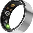 Smart Ring with Charge Box for Women Men Health Ring Sleep Heart Rate Blood Pressure Oxygen Tracking Step Counting Family Care Long Battery Life IP68 Compatible with iOS Android (Silver, 8)