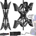 AUH XShaped RV Stabilizer Wheel Chock (Allows Drilling for Adjustment) Travel Trailer Stabilizers, AntiMotion Tire RV Accessories for Tandem Axle RV Trailer Camping  2 Pack (Black)