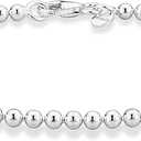 Miabella 925 Sterling Silver Italian Handmade 3mm Bead Ball Strand Chain Bracelet for Women Made in Italy
