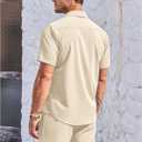 COOFANDY Men's 2 Piece Short Set Cuban Guayabera Shirts Short Sleeve Casual Beach Outfits Set (XXXL)