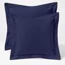Cotton Metrics Linen 2 Pack Euro Pillow Shams 24x24 – 600 Thread Count 100% Organic Cotton Navy Blue Square Pillow Covers with 2 Inch Flange, Soft & Smooth Premium Hotel-Quality Pillowcases Set of 2