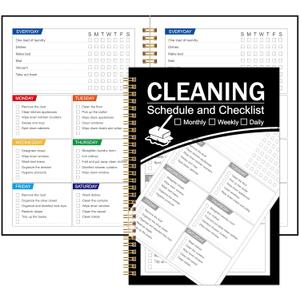 2 x ADHD Cleaning Planner, Cleaning Schedule and Checklist, Undated Daily and Weekly Household Cleaning Checklist Planner, Organize Your Home to Keep Neat and Stress-Free (Black)