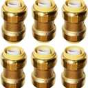 HQMPC Pex Fittings 3/4 inch Straight Coupling Push Fit PEX Fitting, Push-to-Connect Copper, CPVC, No Pb Brass Plumbing Fit (6PCS, 3/4") (0.75 Inch)