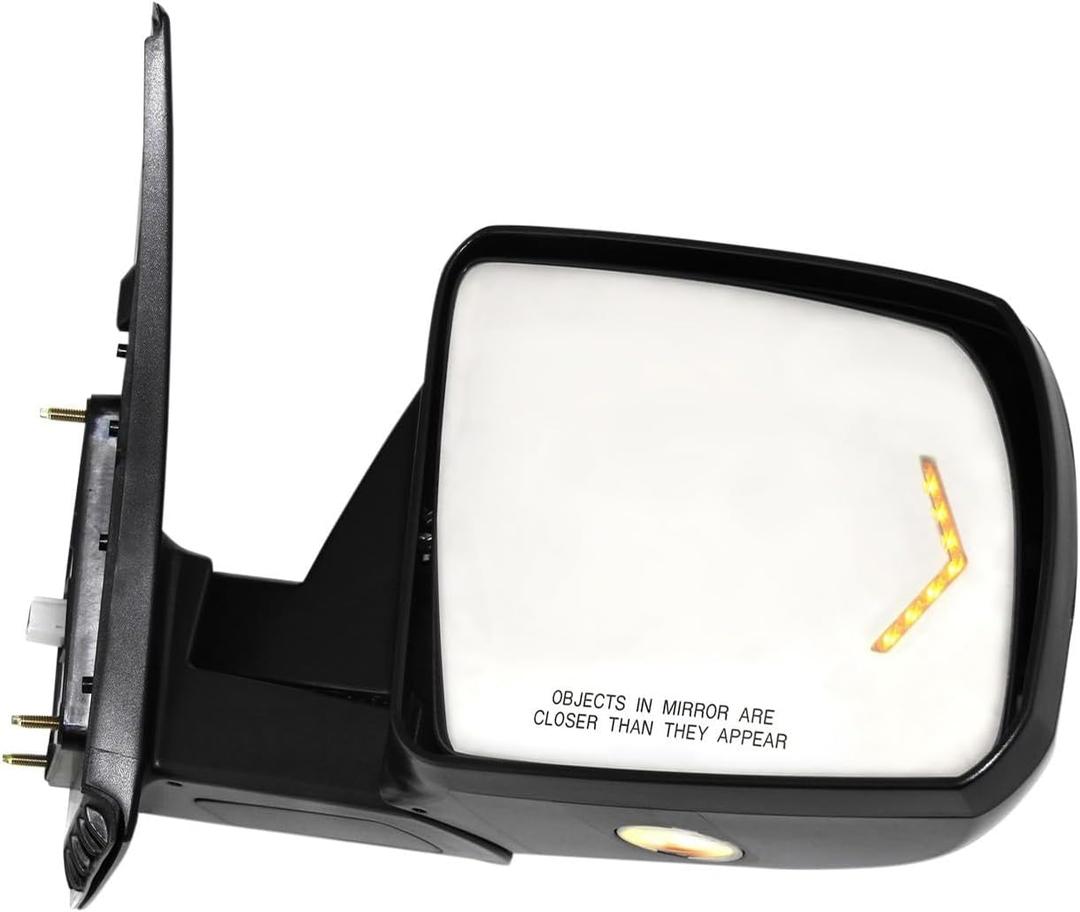 Kool Vue Passenger Side Power Heated Mirror for Toyota Tundra 2007-2013 Power Fold With Signal Light, Memory & Puddle Lamp Chrome without Marker Light without Power Heated Mirrors