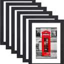 11x14 Picture Frame Rustic Black Wood Set of 6,Display Pictures 8x10 with Mat or 11x14 Without Mat,Multi Photo Frames Collage for Wall