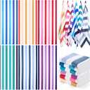 Peryiter 6 Pcs Oversized Microfiber Beach Towels Large Quick Dry Pool Towels Absorbent Camping Travel Blanket Set for Women Men Bath Beach(Stripe Style,28 x 59 Inch,Gradient Colors)