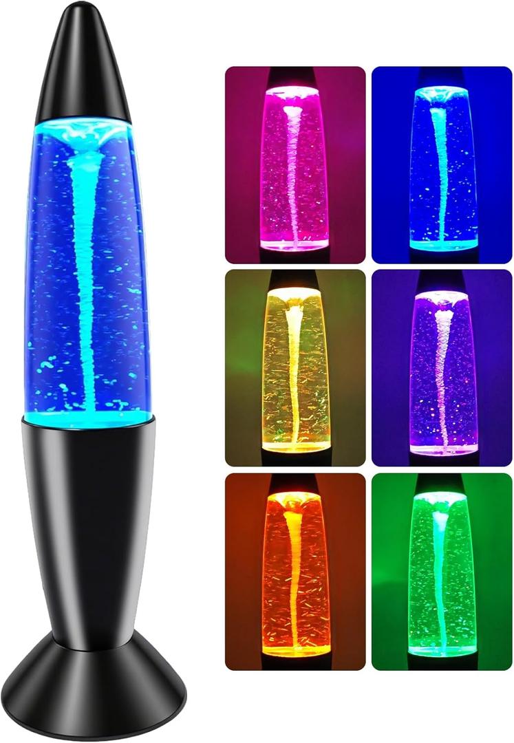 Tornado Lamp Twister Hurricane Light, 14-Inch Glitter Motion Light 7 Colors Automatic Changing Night Light Relaxing Table Lamp for Home Bedroom Office Decoration Lighting Decor