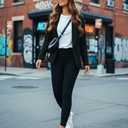 Ahlaray Women's Blazer Business Casual Lapel Collar Long Sleeve Open Front Work Office Suit Jackets Blazer, (Black, L)