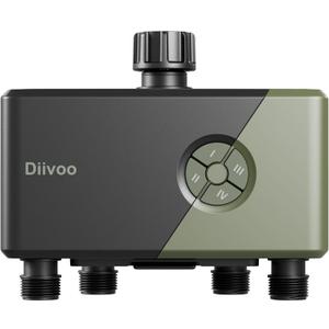 Diivoo WiFi Water Timer 4 Outlets, Smart Sprinkler/Hose/Tap Timer Compatible with Alexa & 24 Irrigation Plans & Rain Delay, Garden Watering Systems Controller with 2 Watering Modes for Lawn Yard
