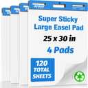 AFMAT Anchor Chart Paper 25 in x 30 in, Large Chart Paper for Teachers, Super Sticky Easel Pads for Office/Classroom/Whiteboard/Wall/Windows, Ink Bleed-Through Resistant, 30 Sheets/Pad, 4 Pads
