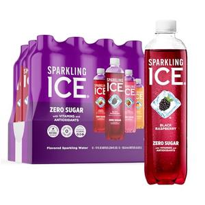 Sparkling Ice Purple Variety Pack, Flavored Water, Zero Sugar, with Vitamins and Antioxidants, 17 fl oz, 12 count (Black Raspberry, Cherry Limeade, Orange Mango, Kiwi Strawberry, BBD 07/29/26