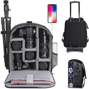 CADeN Camera Backpack Bag Professional for DSLR/SLR Mirrorless Camera Waterproof, Camera Case Compatible for Sony Canon Nikon Camera and Lens Tripod Accessories, Large, 5.0 Black 