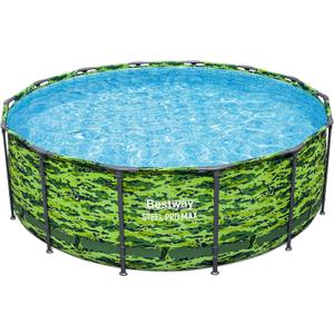 Bestway Steel Pro Max 14'x48 Camo Pool Set | Durable Construction, Easy Assembly, and All-Inclusive Accessories - Above Ground Pool Set with Filter Pump, Ladder, and Pool Cover - No Tools Required!
