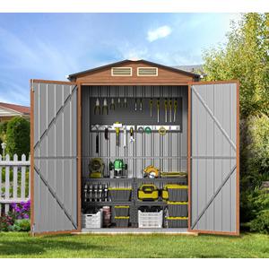 Outdoor Storage Shed, 5x3 Ft Metal Steel Tiny House with Lockable Door, Vertical Outside Storage Building for Garden, Backyard, Lawn, Patio Utility, Tool Storage