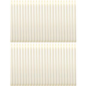 Funtery 48 Pcs Flameless LED Taper Candles 11 Inch Battery Operated Candles Bulk LED Candlesticks Fake Candle Flickering Flames for Christmas Church Wedding Party (Ivory, Classic)